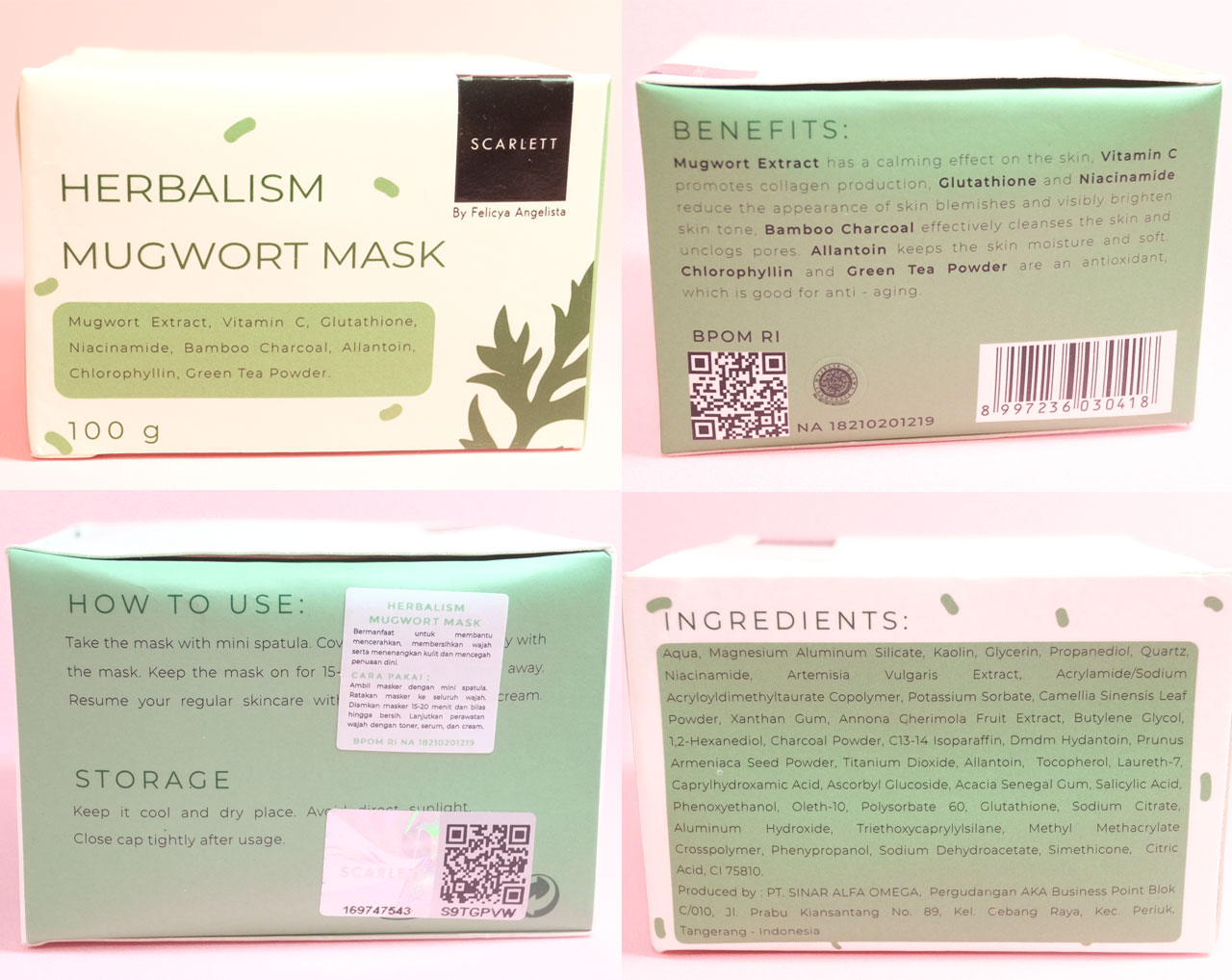 Packaging Scarlett Herbalism Mugwort Mask
